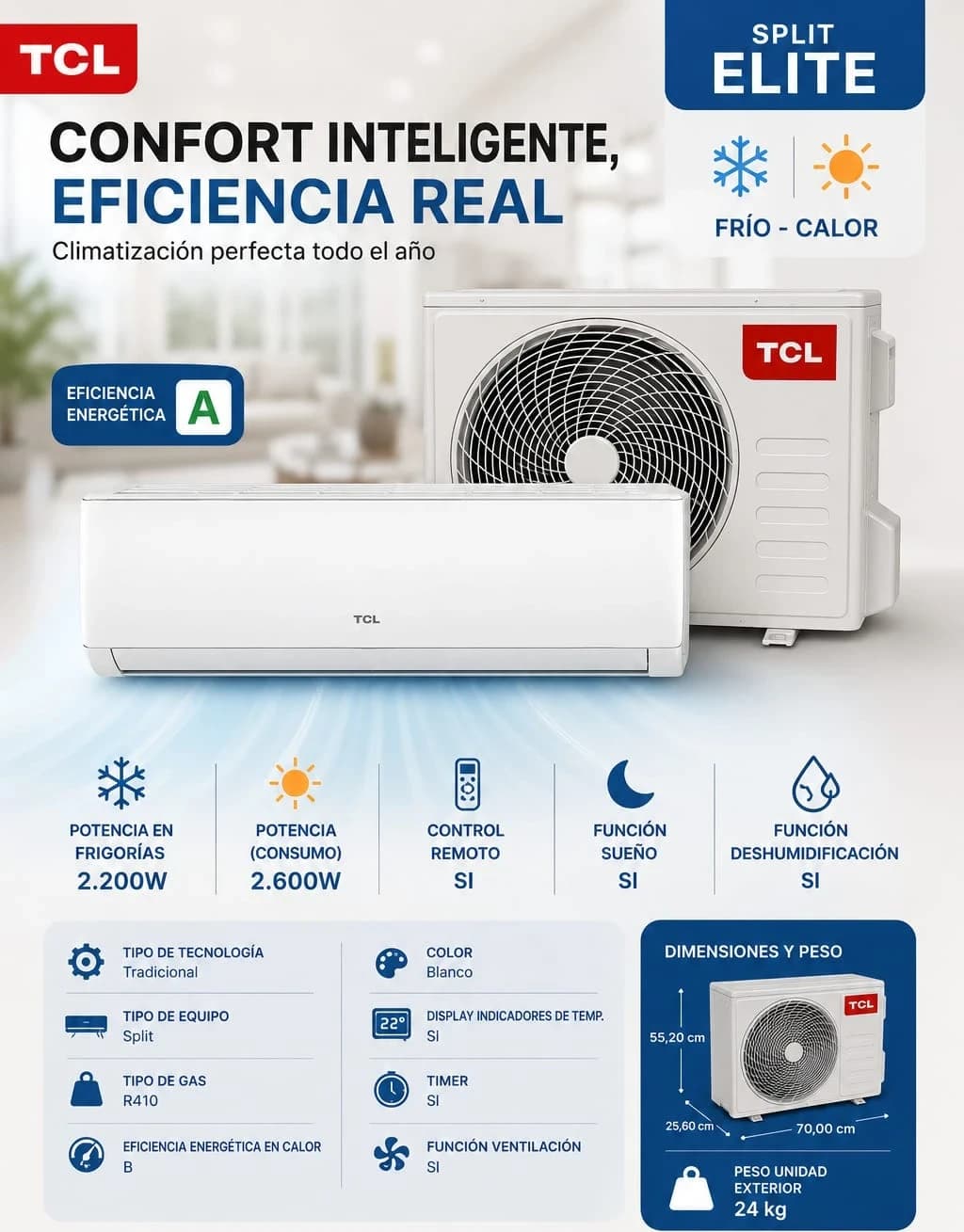 Aire acondicionado TCL 2600W — foto 1 de 3