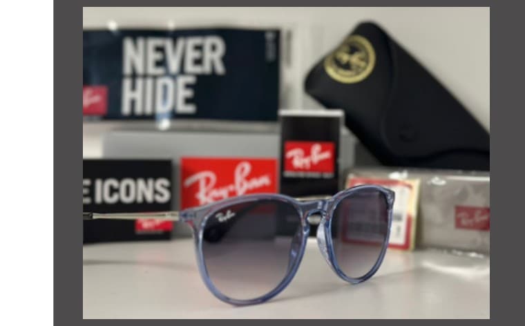 Anteojos Ray-Ban Erika azul transparente (Gris degradé)