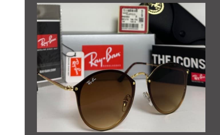 Anteojos Ray-Ban Round Blaze (Dorado / Marrón degradé)