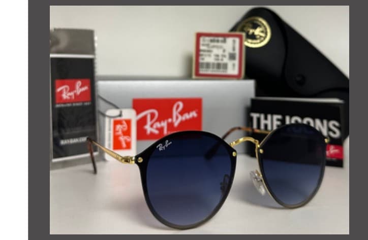 Anteojos Ray-Ban Round Blaze (Dorado / Azul degradé)