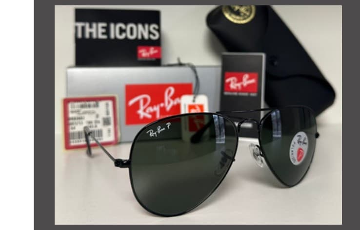 Anteojos Ray-Ban Aviador Polarizado (Negro / Verde)
