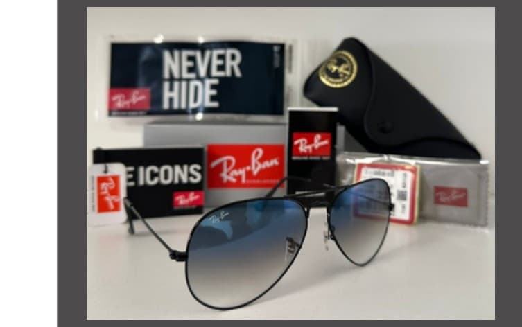Anteojos Ray-Ban Aviador Clásico (Negro / Azul degradé)