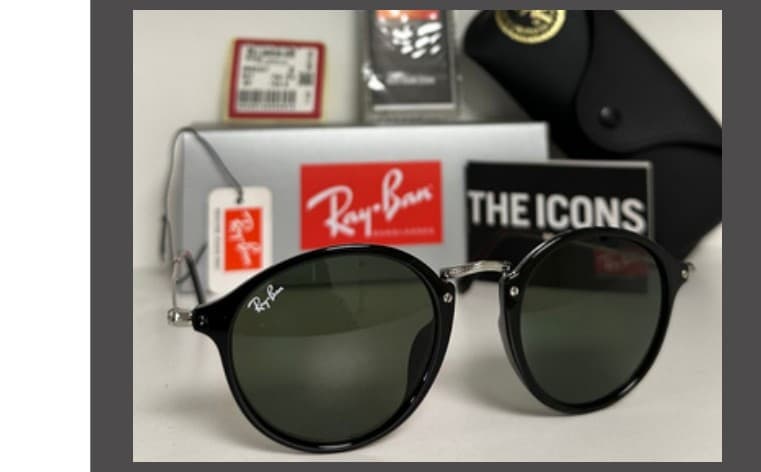 Anteojos Ray-Ban Round Fleck (Negro / Verde)