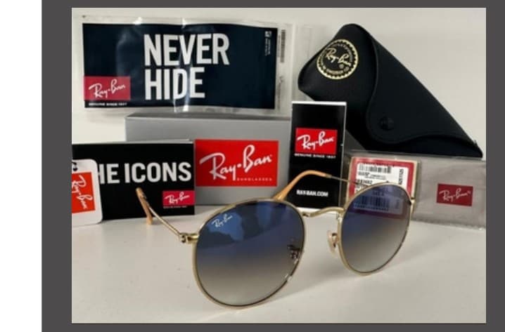 Anteojos Ray-Ban Round Metal (Dorado / Azul degradé)