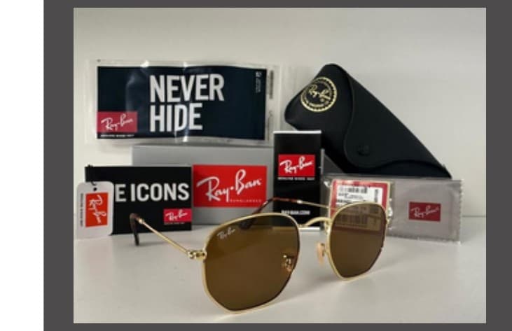 Anteojos Ray-Ban Hexagonal (Dorado / Marrón)