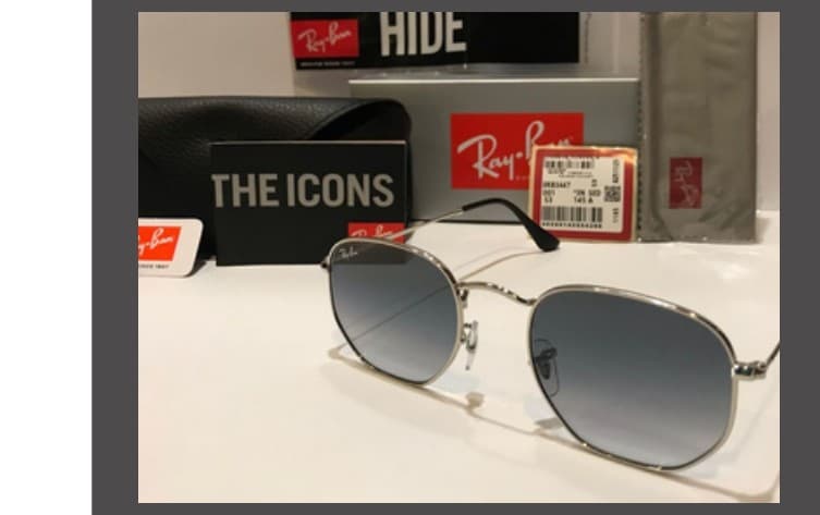 Anteojos Ray-Ban Hexagonal (Plateado / Gris degradé)