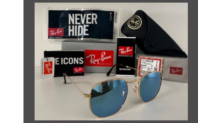 Anteojos Ray-Ban Hexagonal (Dorado / Azul espejado)