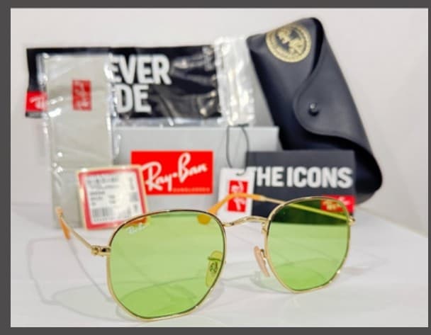 Anteojos Ray-Ban Hexagonal (Dorado / Verde traslúcido)