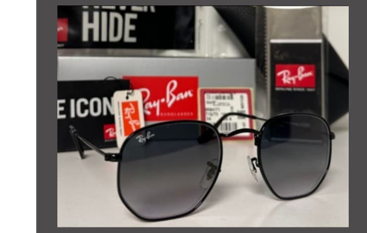Anteojos Ray-Ban Hexagonal (Negro / Gris degradé)