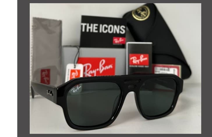 Anteojos Ray-Ban Corrigan doble puente (Negro / Verde)