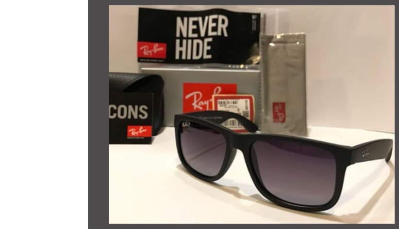 Anteojos Ray-Ban JUSTIN NEGRO MATE (Gris degradé polarizado) — foto 1 de 1
