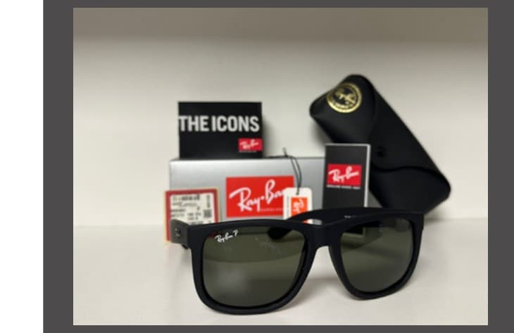 Anteojos Ray-Ban JUSTIN NEGRO MATE (Verde polarizado) — foto 1 de 1