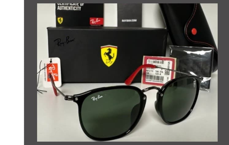 Anteojos Ray-Ban Round fleck Ferrari (Negro / Verde) — foto 1 de 1
