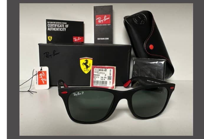 Anteojos Ray-Ban Wayfarer Ferrari (Negro / Verde polarizado) — foto 1 de 1
