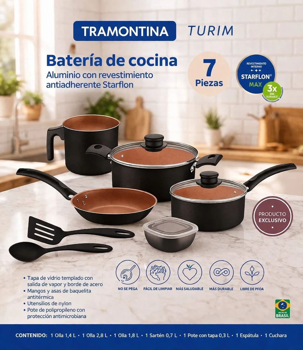 Bateria tramontina 7 piezas. — foto 1 de 1